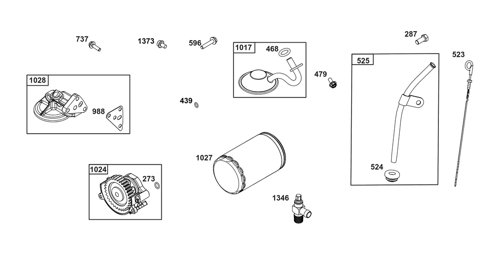 Lubrication Group Diagram and Parts List for 358447-0112-01 200000 - 399999 Briggs and Stratton Engine